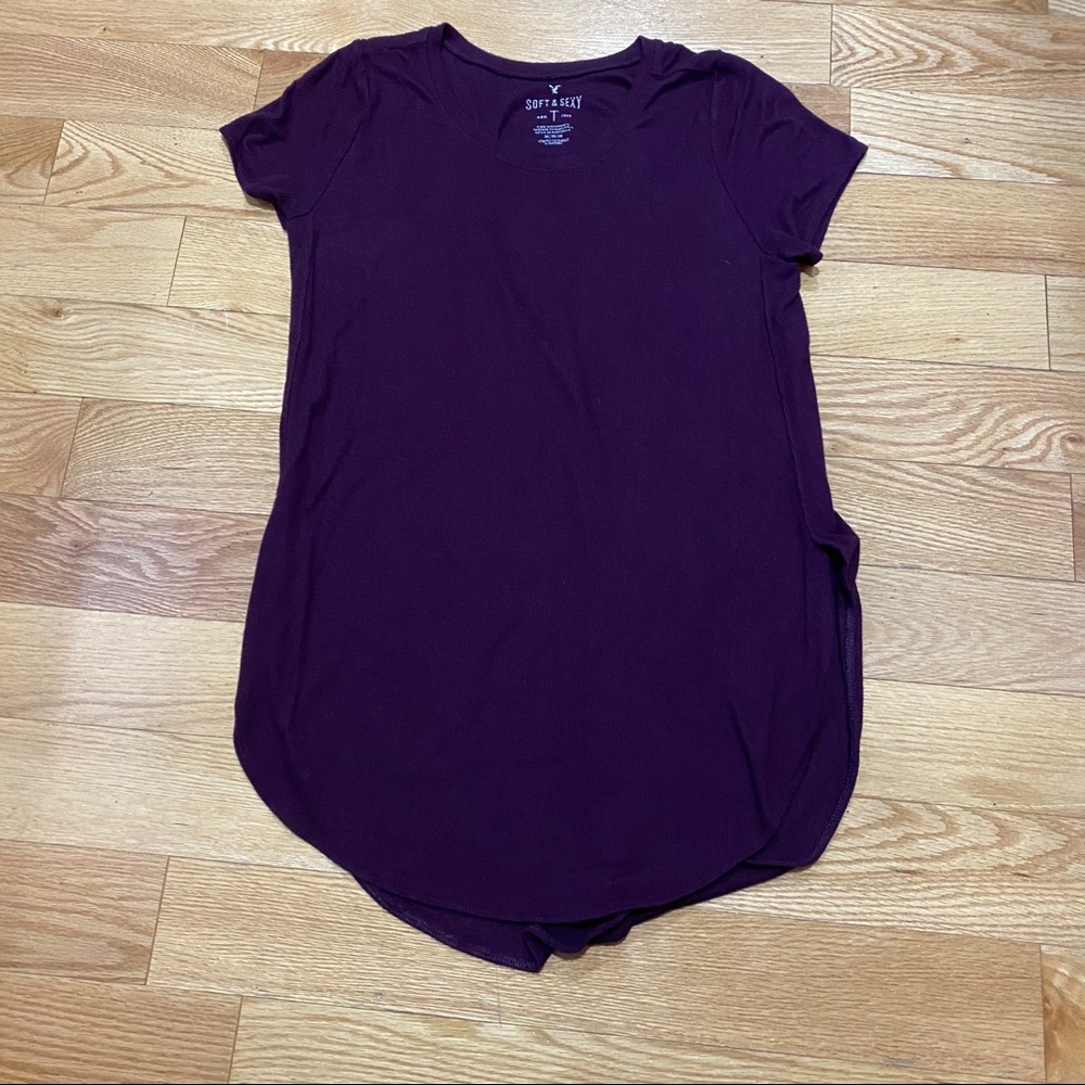 Soft tee long scooped side tee shirt
